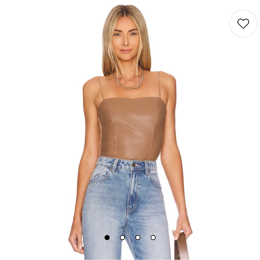 Heartloom - Faux Leather Spaghetti Strap Tube Top Josie Cami in Camel - …